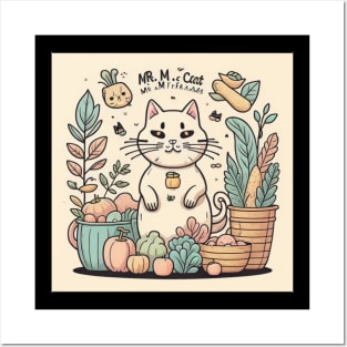 Cute cat farming Posters and Art